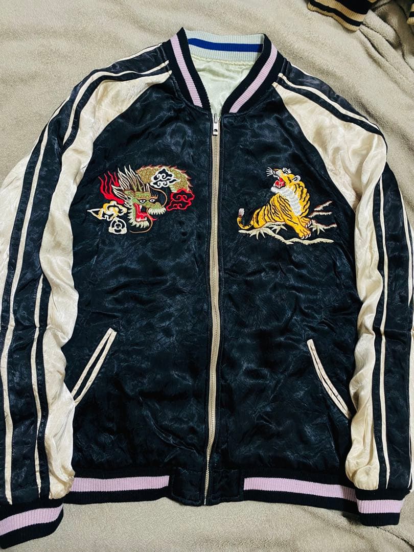 龍桜 日本限定 龍虎ワシ スカジャン ２面用 レーヨン unisex