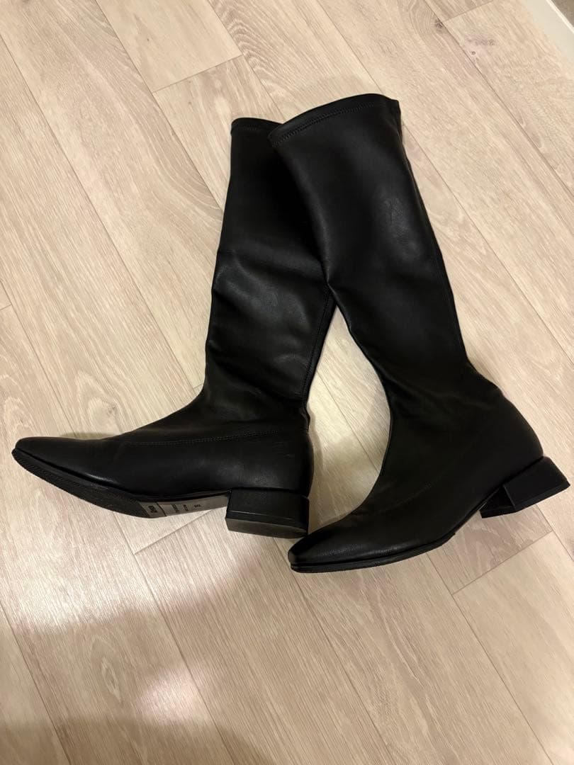 FABIO RUSCONI ブラックレザーロングブーツ