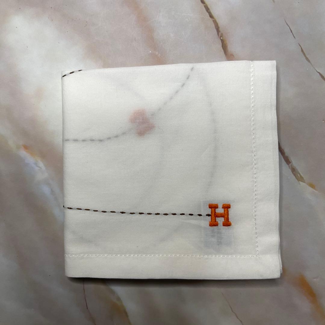 HERMES エルメス 3枚セット ハンカチ チーフ ロゴ刺繍　箱付き