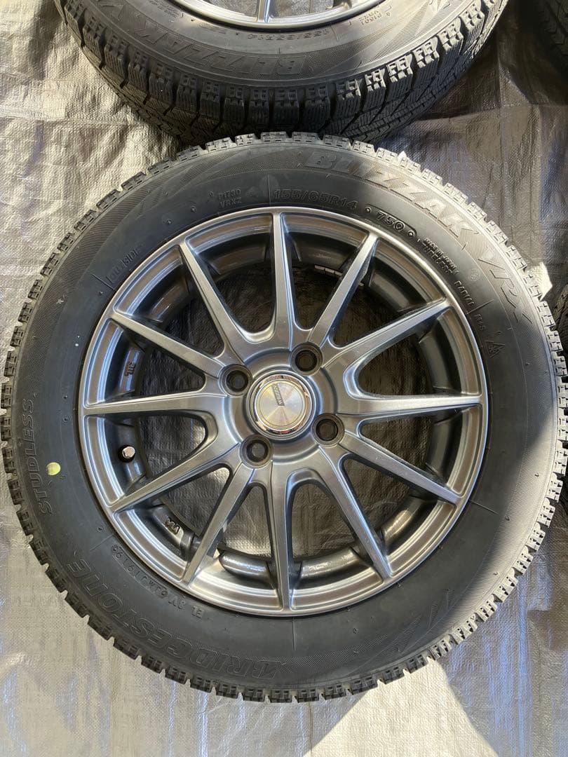 ①ブリジストン⭐︎155/65R14⭐︎冬⭐︎タイヤホイール2本セット