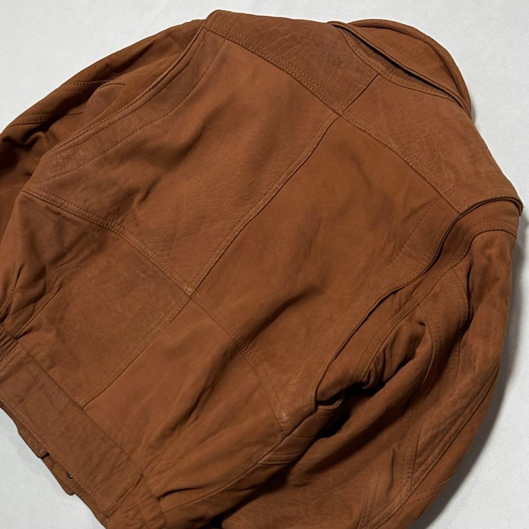 90s オーストラリア製 ベロア レザー ボンバージャケット ボックスシルエット