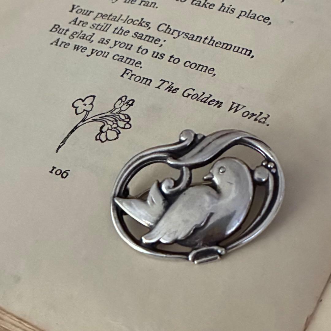 ヴィンテージ＊E&M ブローチ　バード　鳥 シルバー　北欧　アンティーク