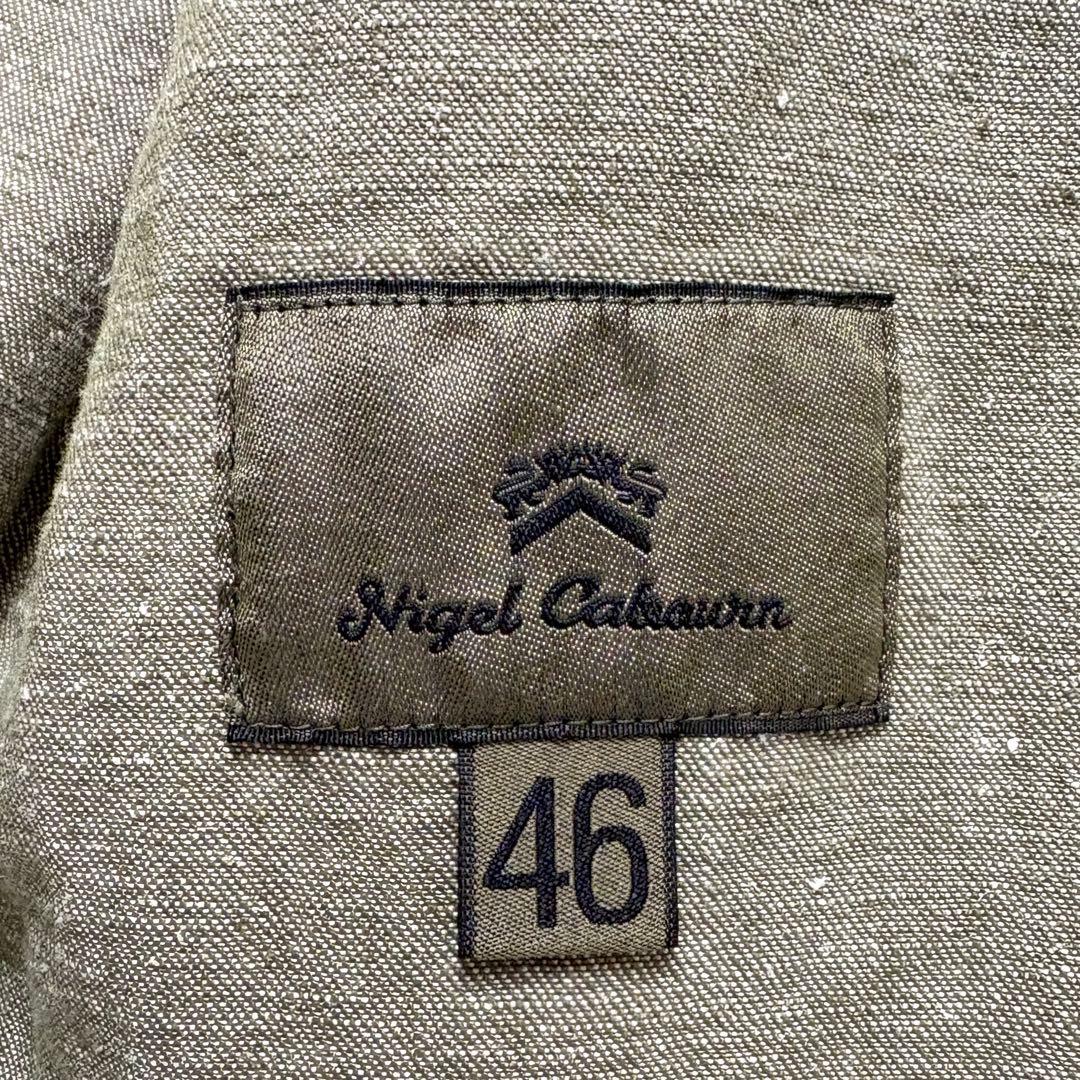 【美品】ナイジェルケーボン ホスピタルジャケット リネン コットン カーキ 46