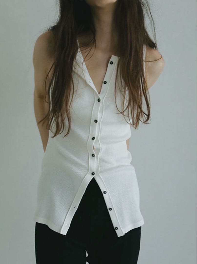 フロントオープンタンクトップWhite◆etre tokyo