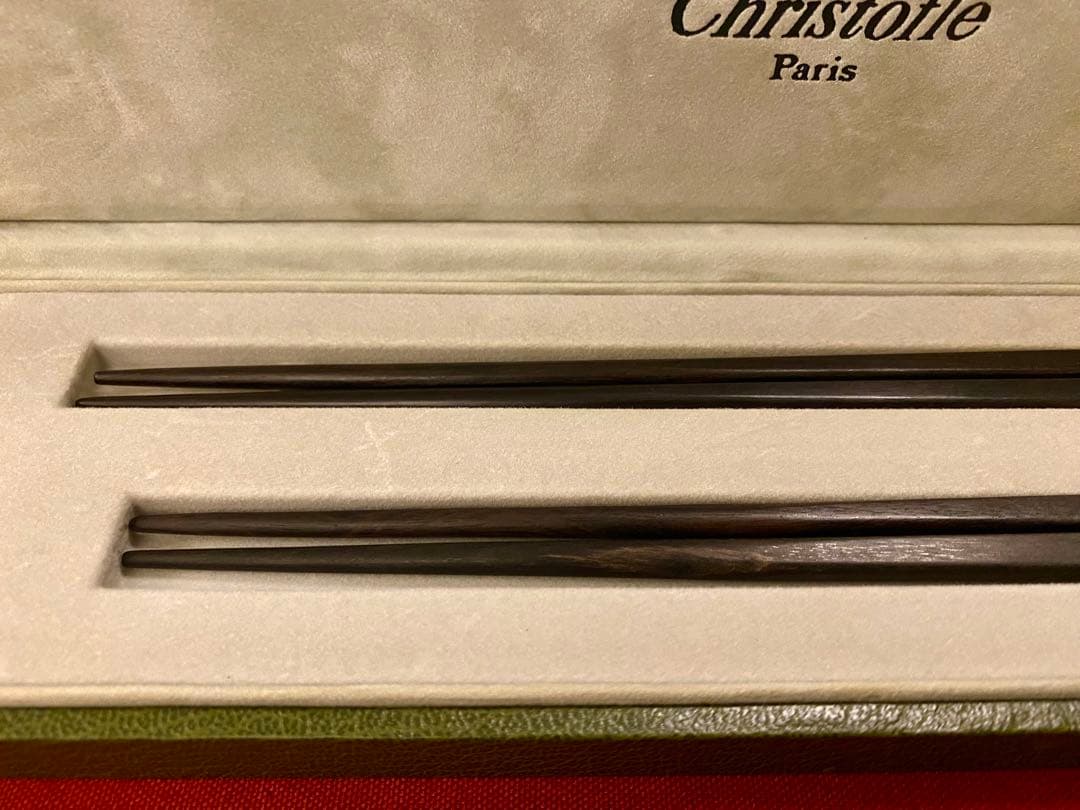 【スタイリッシュ☆素材の高級感！】クリストフル黒檀箸ペアセット