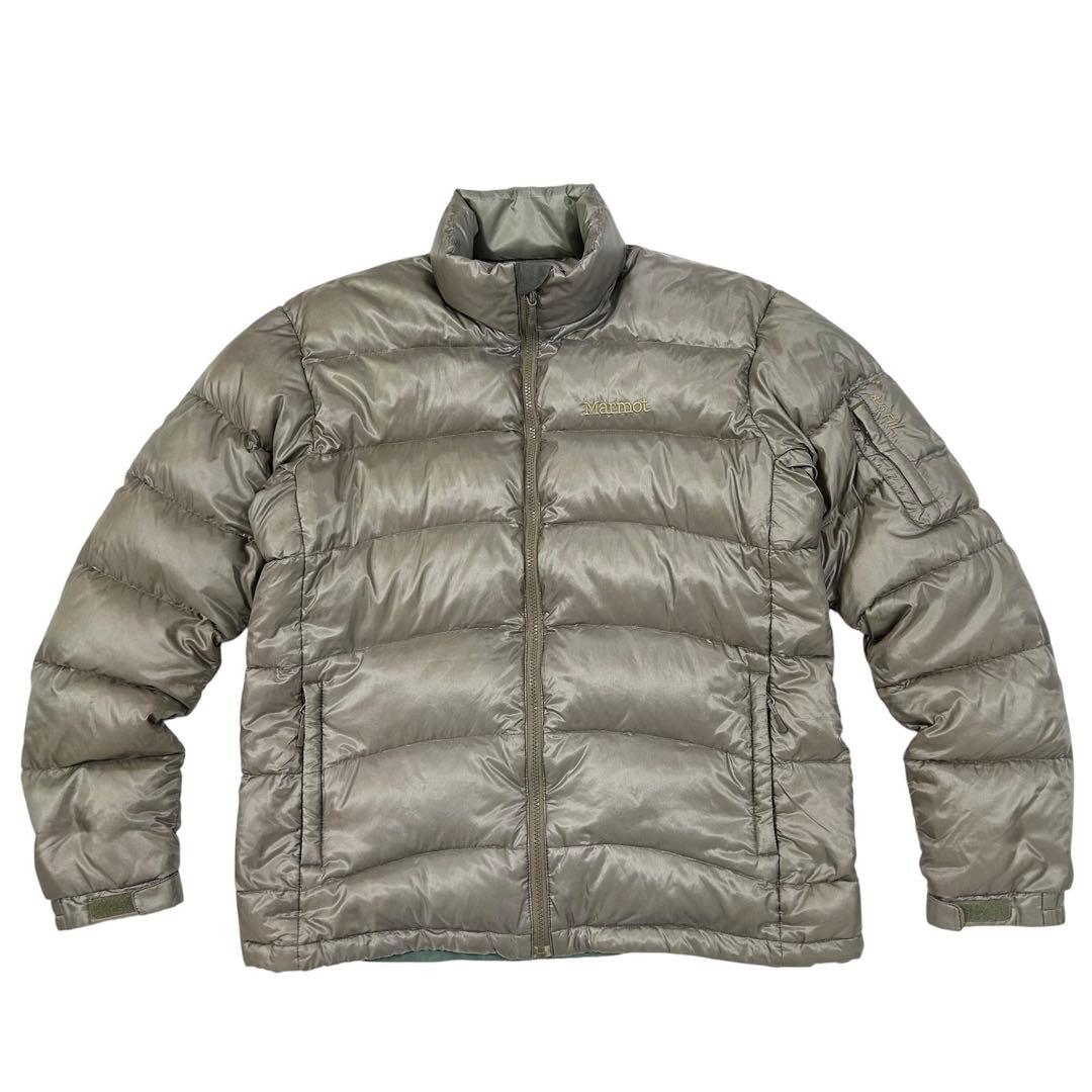 00's Marmot ダウンジャケット ドローコード付き メンズXLベージュ系