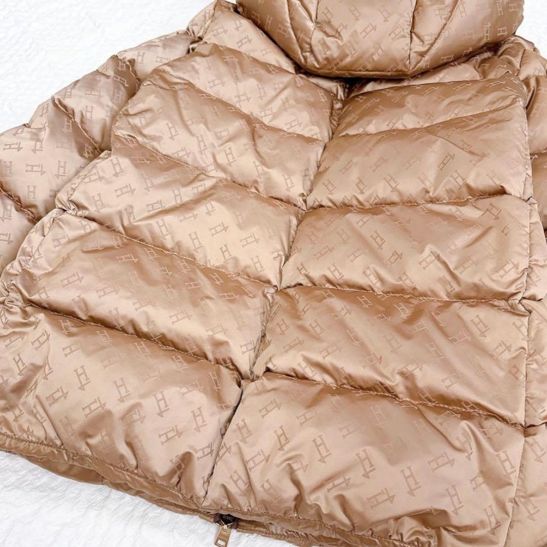 極美品✨HERNO モノグラム柄　ダウンジャケット　ロゴ　総柄　ブラウン　フード