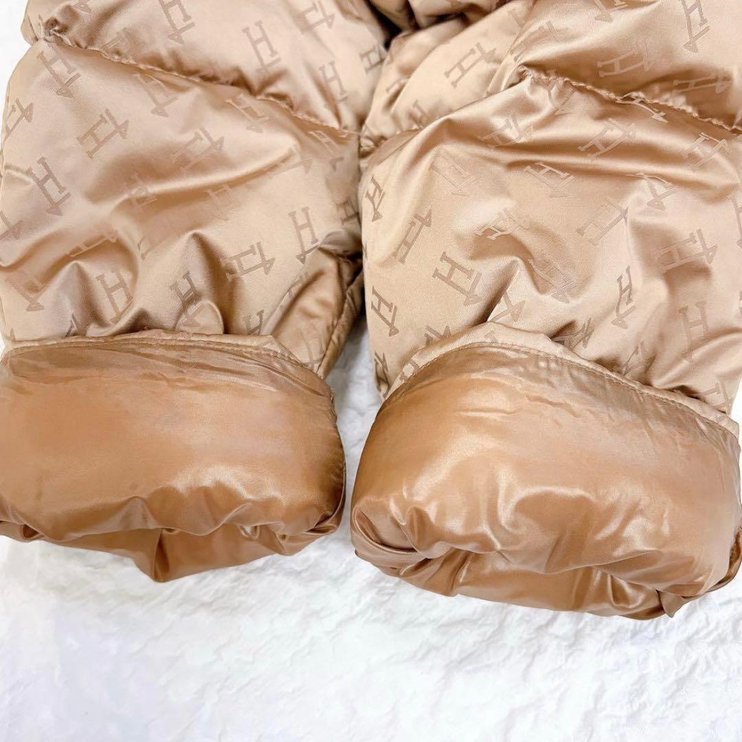 極美品✨HERNO モノグラム柄　ダウンジャケット　ロゴ　総柄　ブラウン　フード