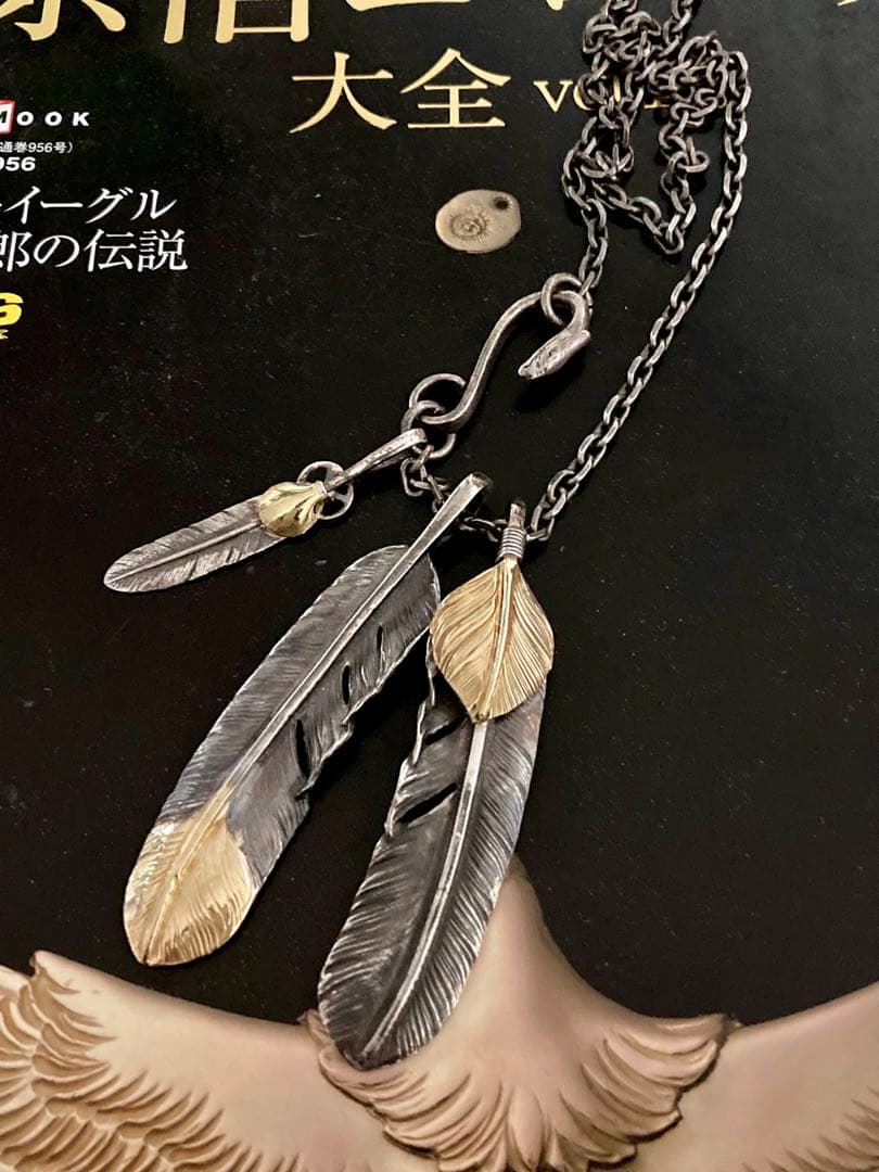 ゴローズ　goro's 上金　先金特大フェザー　イーグルフック細角チェーン