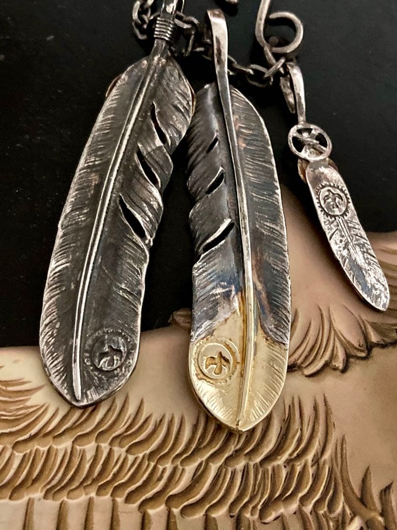 ゴローズ　goro's 上金　先金特大フェザー　イーグルフック細角チェーン