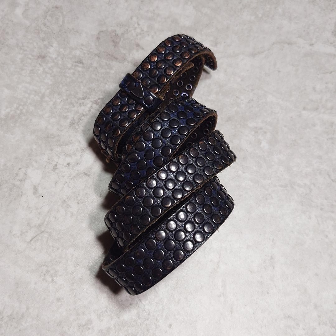 HTC 3連スタッズナローベルト ブルー ITALY製 85/34