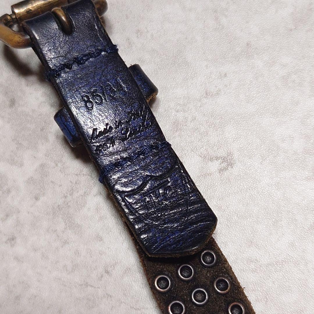 HTC 3連スタッズナローベルト ブルー ITALY製 85/34