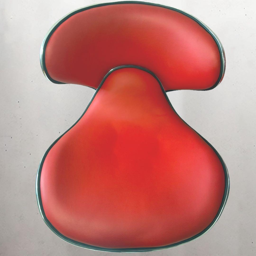 カウンターチェア 1人用 レッド 回転式 昇降式 椅子 BAR 2セット