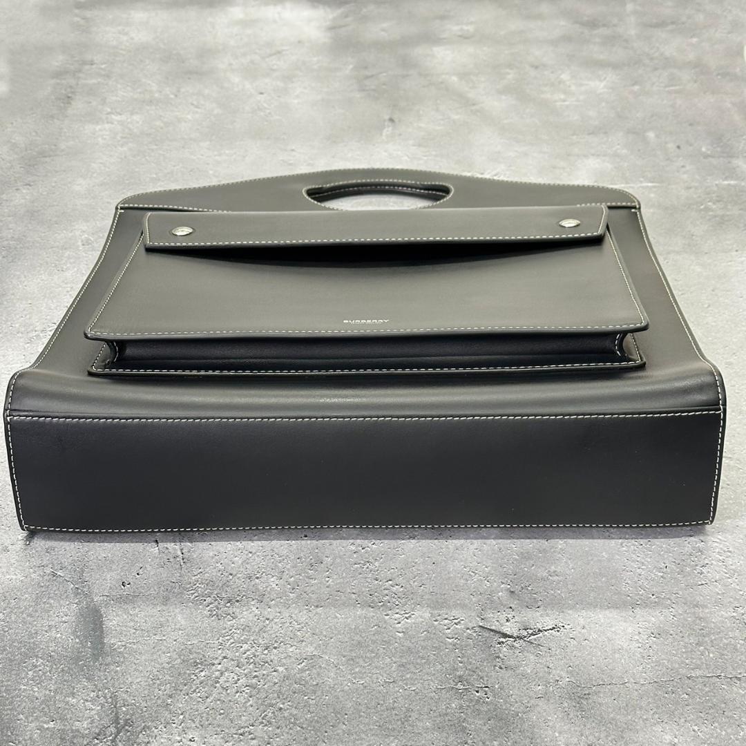 BURBERRY バーバリー ミニツートン レザー ハンドバッグ ブラック