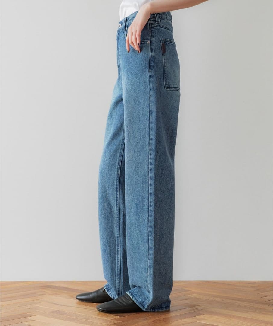 crewre クルーレ アジャスタブルIラインデニム washed blue 2