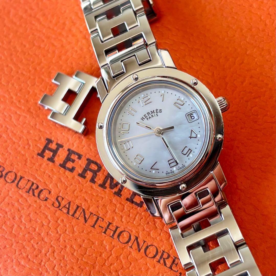 【HERMES】✨極美品✨ ピンクシェル クリッパーナクレ レディース 腕時計