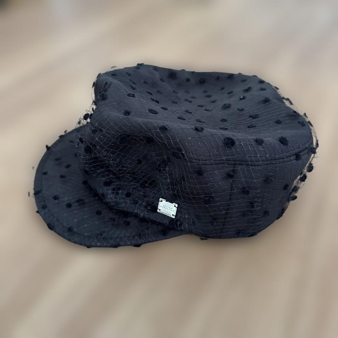 REGINA ROMANTICO ブラックチュールドットキャスケト