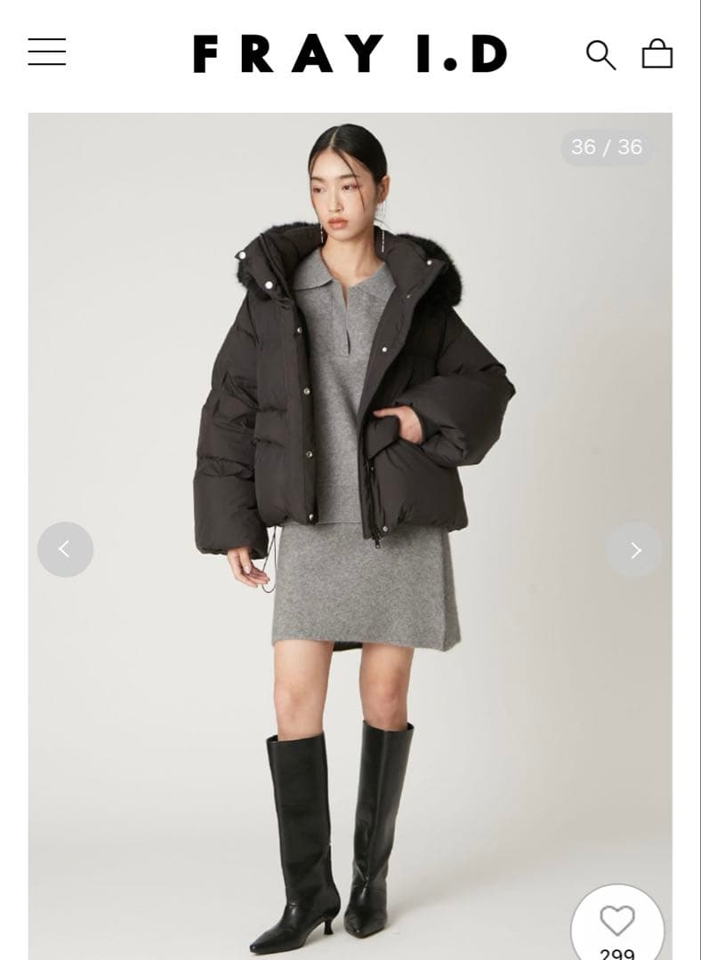FRAY I.D フードファーショートダウンコート　2025 ブラック