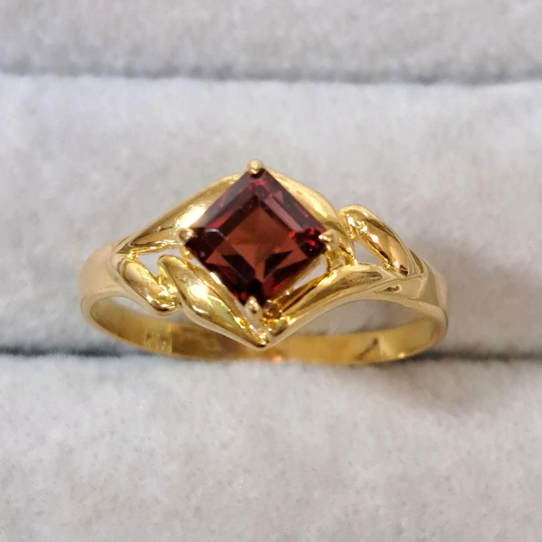 K18 ガーネット リング 14号 1月誕生石 18金