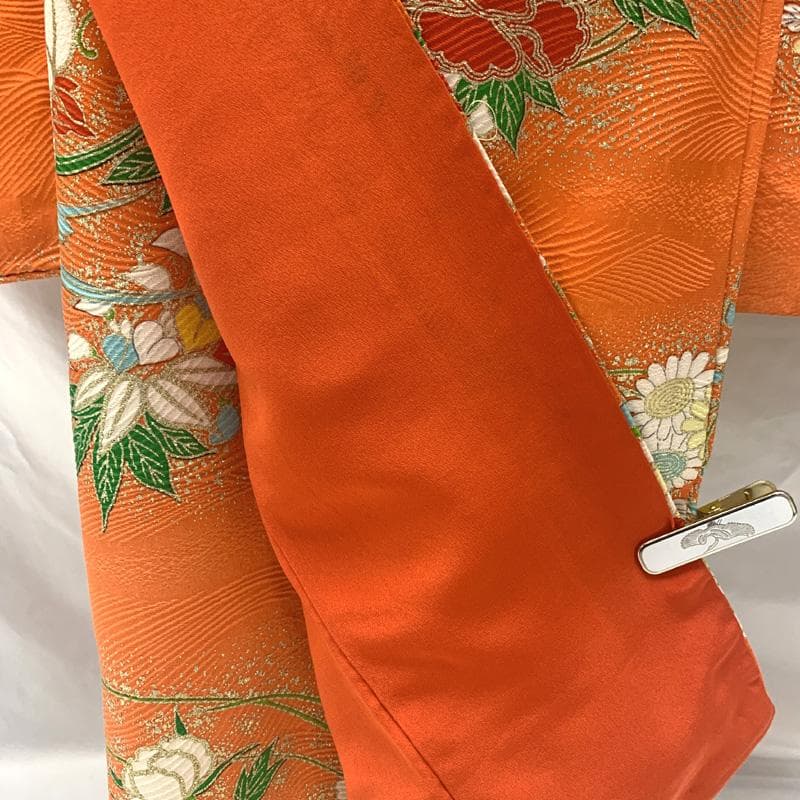 504ag84しごき,帯締め,帯揚げ□七五三 七歳 女児 着物&袋帯 金彩 花