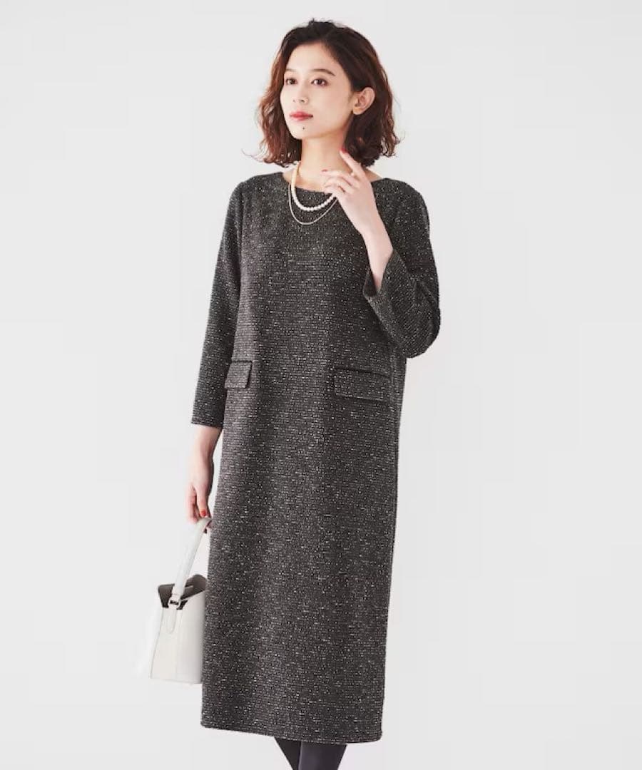 今期アンタイトル　ツイードライクジャージ サックワンピース　新品　42 13号