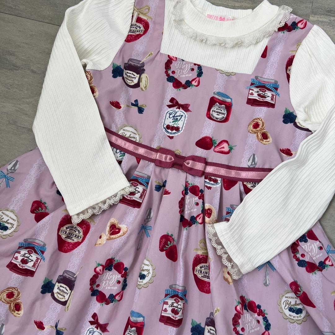 メゾピアノ ジャム瓶 ドッキング ワンピース いちご ピンク 120cm