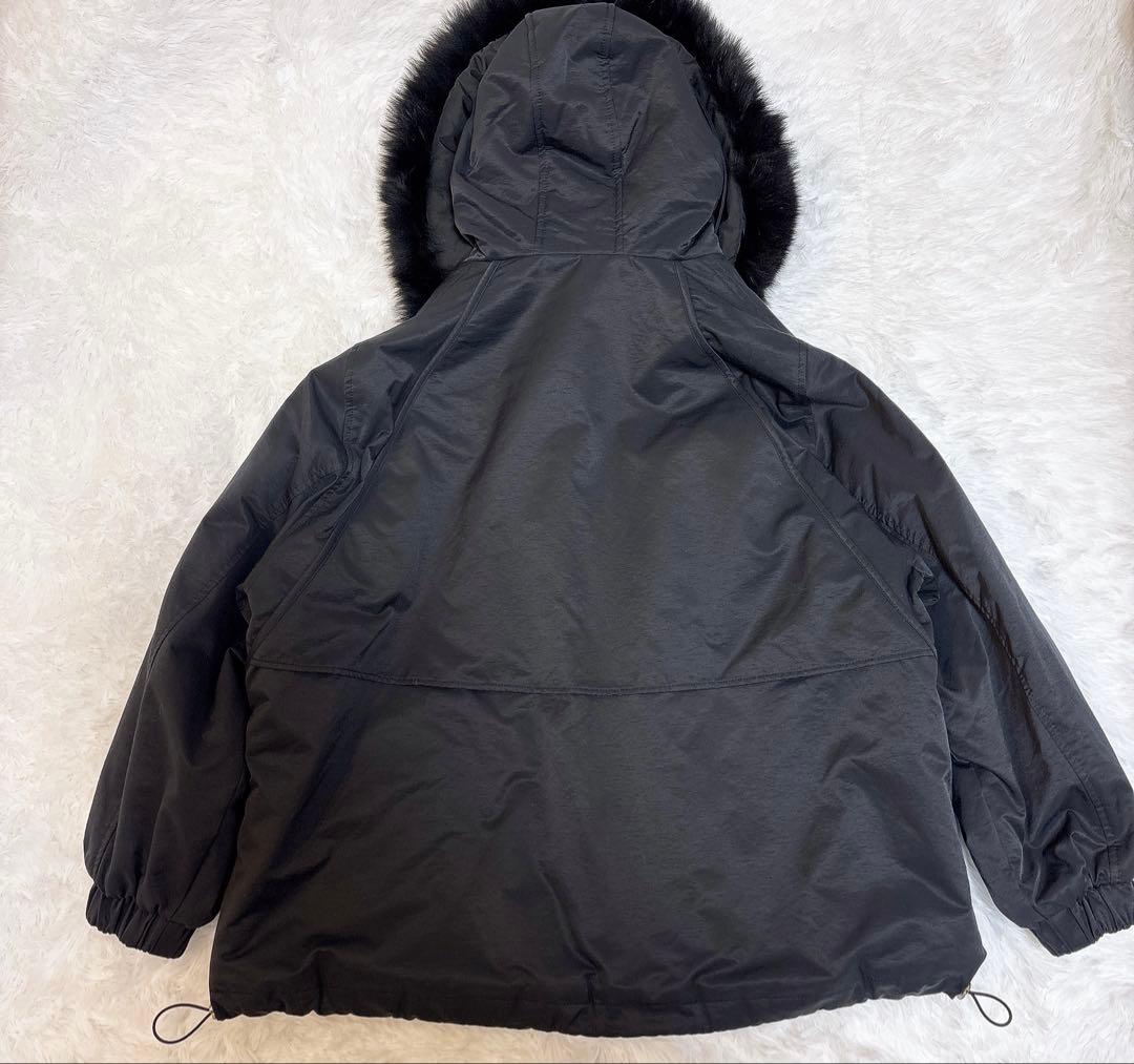 ポリーヌブロー ラクーンファー　裏ボア モッズコート ブラック