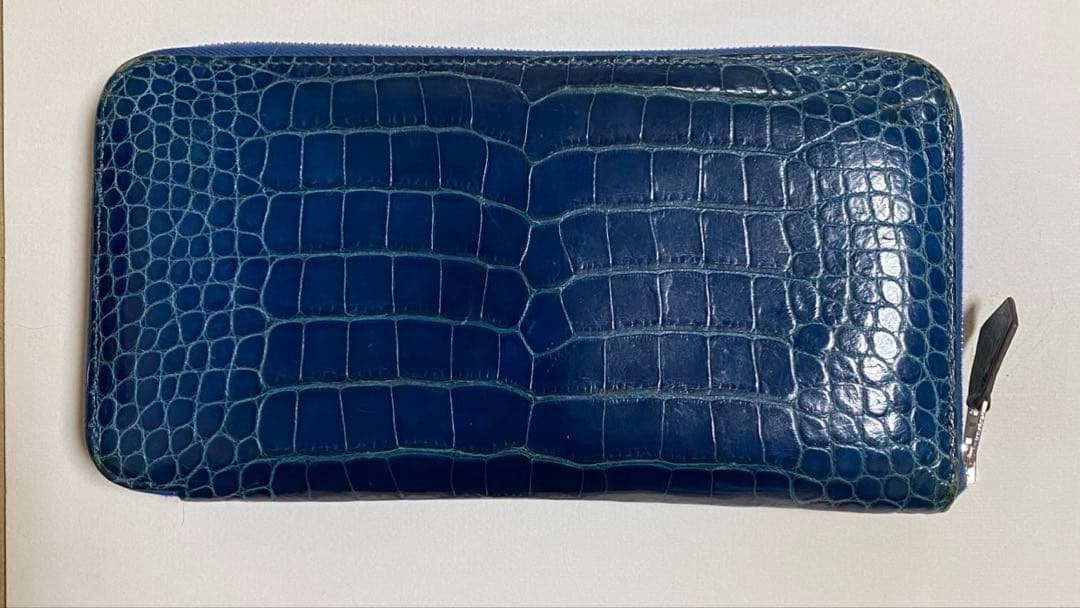 エルメス クロコ アザップ アリゲーター ウォレット ブルー