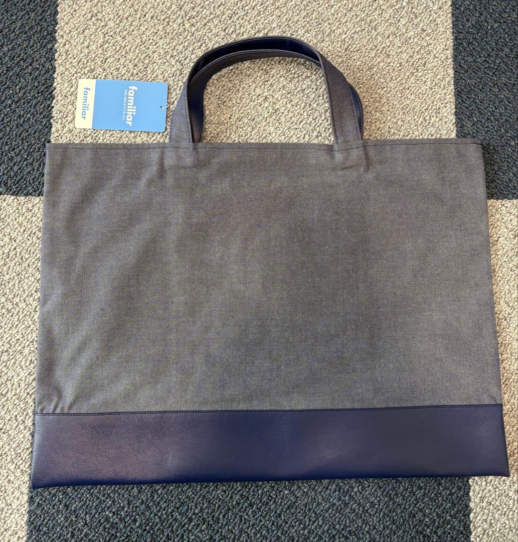 新品　ファミリア　デニムバッグ　ブルー　ネイビー　手刺繍　りんご　犬　女の子