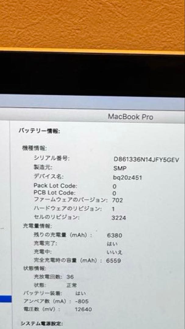 限定値下げ MacBook Pro 13インチ Early 2015 充放電36