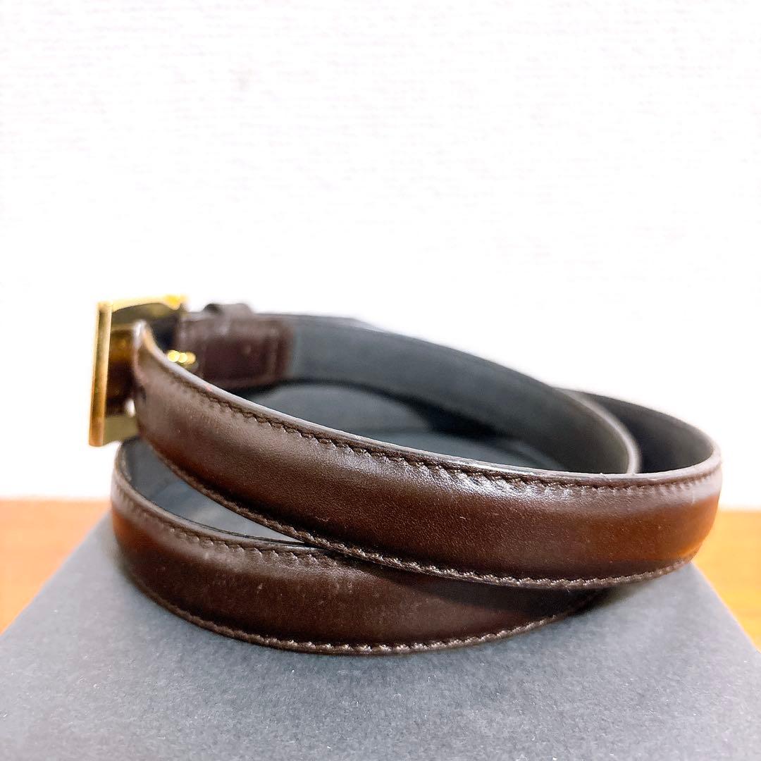 サルヴァトーレフェラガモ ゴールドバックル レザーベルト ダークブラウン