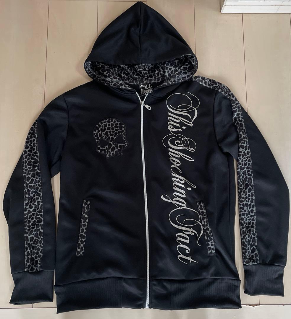 00s y2k スカル ジップパーカー フェアリーグランジ 平成 B系　ヒョウ柄