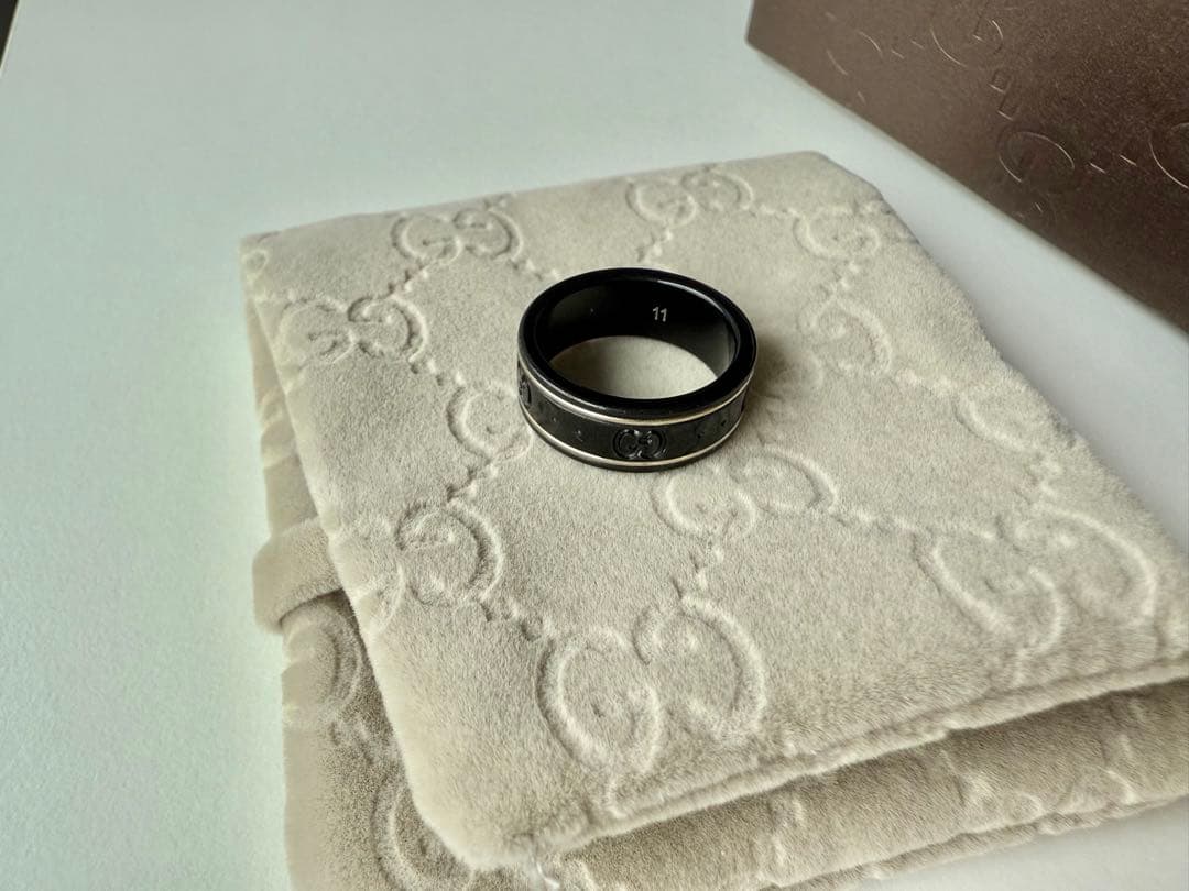 【美品】GUCCI/グッチ GGアイコン セラミック リング・指輪 ブラック