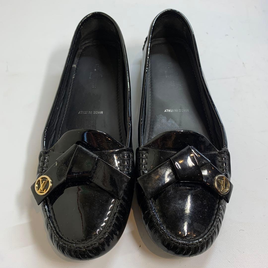ルイヴィトン　サイズ表記「34」22センチ　ブラックエナメルローファー