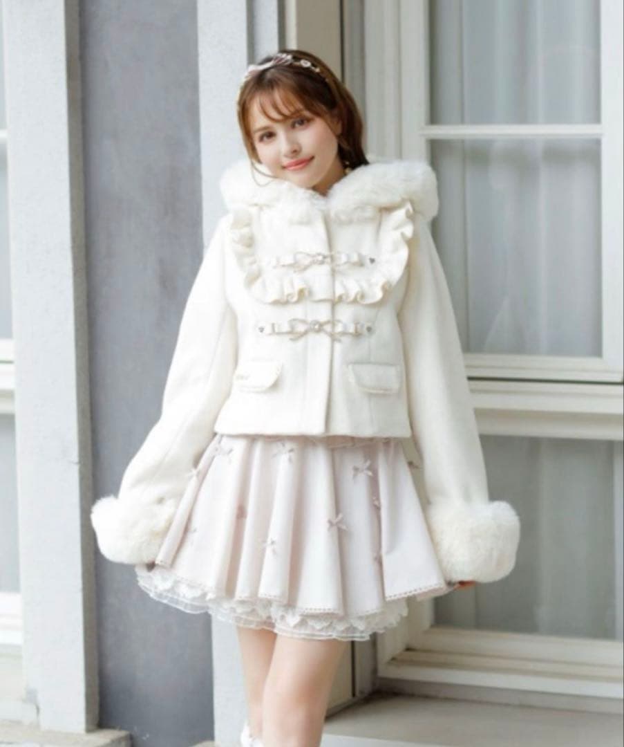 LIZLISA リズリサ ビジューリボンショートフード コート