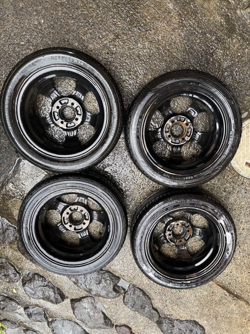 14インチ ブラックホイールセット　5スポーク