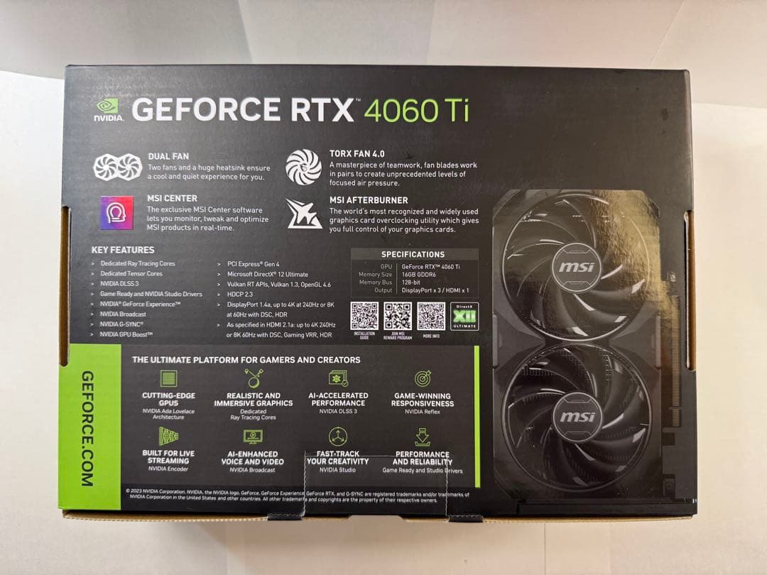 グラフィックボード・グラボ・ビデオカード MSI GeForce RTX 4060 Ti (16GB)