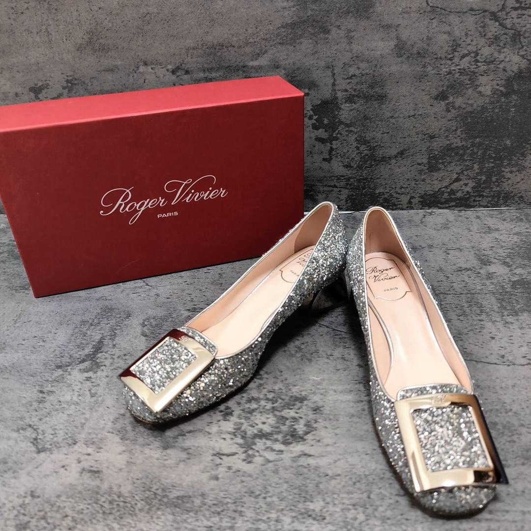 ロジェヴィヴィエ トレヴィヴィエ グリッター パンプス 36.5 シルバー 箱有