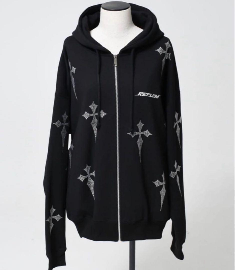 REFLEM 【 レフレム ラインストーン クロス十字架 パーカー 】