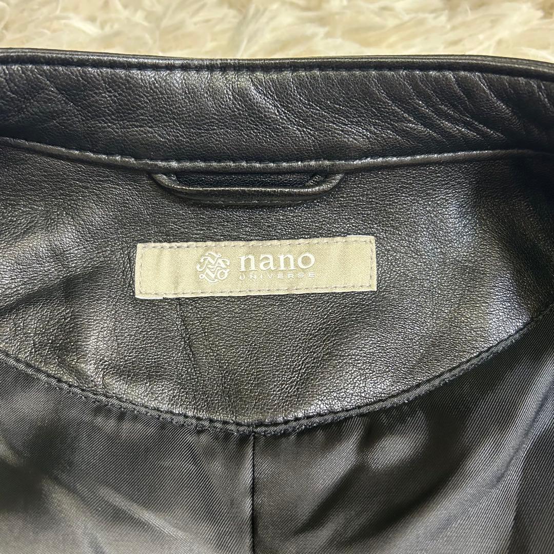 美品 ナノユニバース シングル ライダース 羊革 ジャケット ラムレザー M