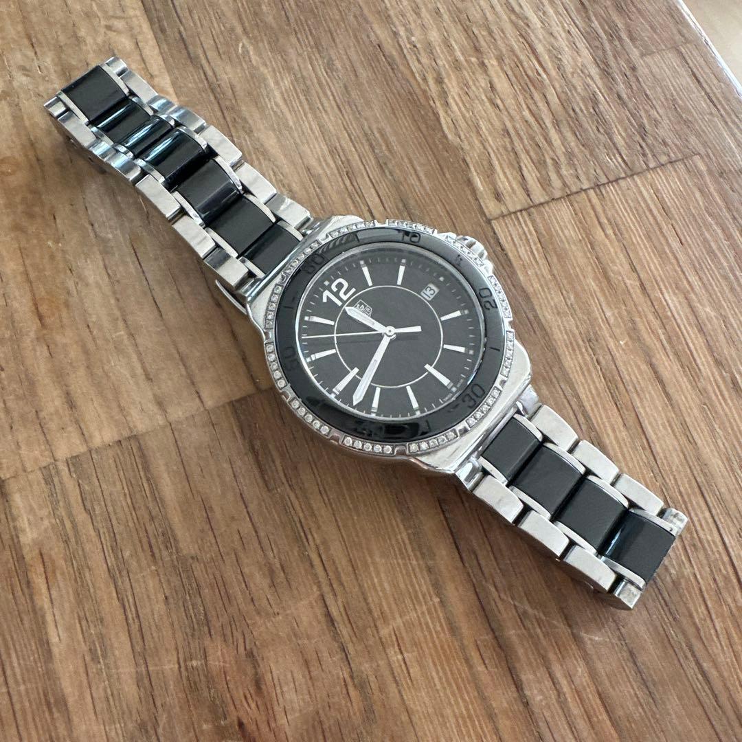 タグホイヤー　フォーミュラ1レディース黒、ダイヤ