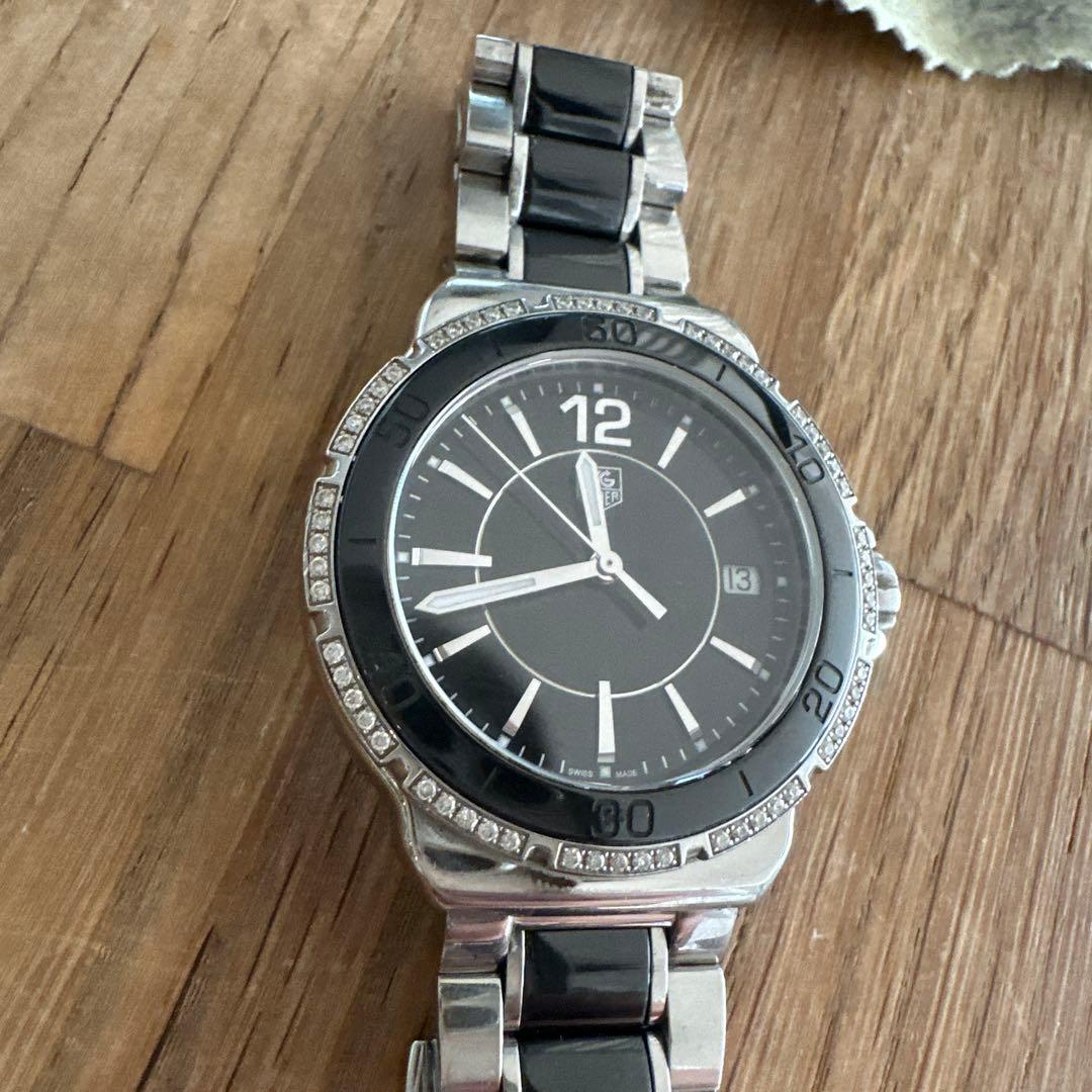 タグホイヤー　フォーミュラ1レディース黒、ダイヤ