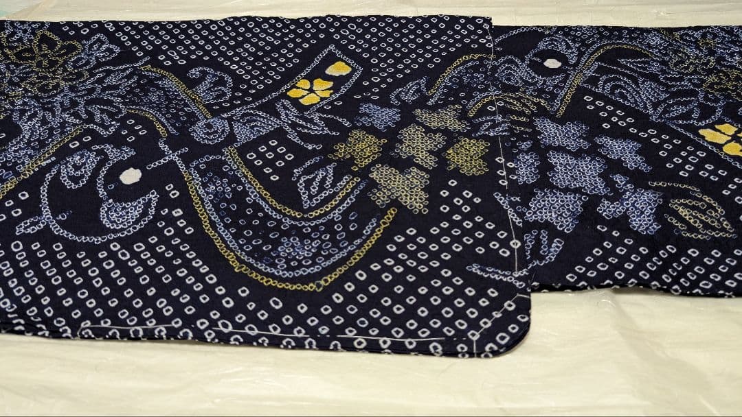 浴衣/有松鳴海絞り/新品しつけ糸付き/トールサイズ/黒藍/綿