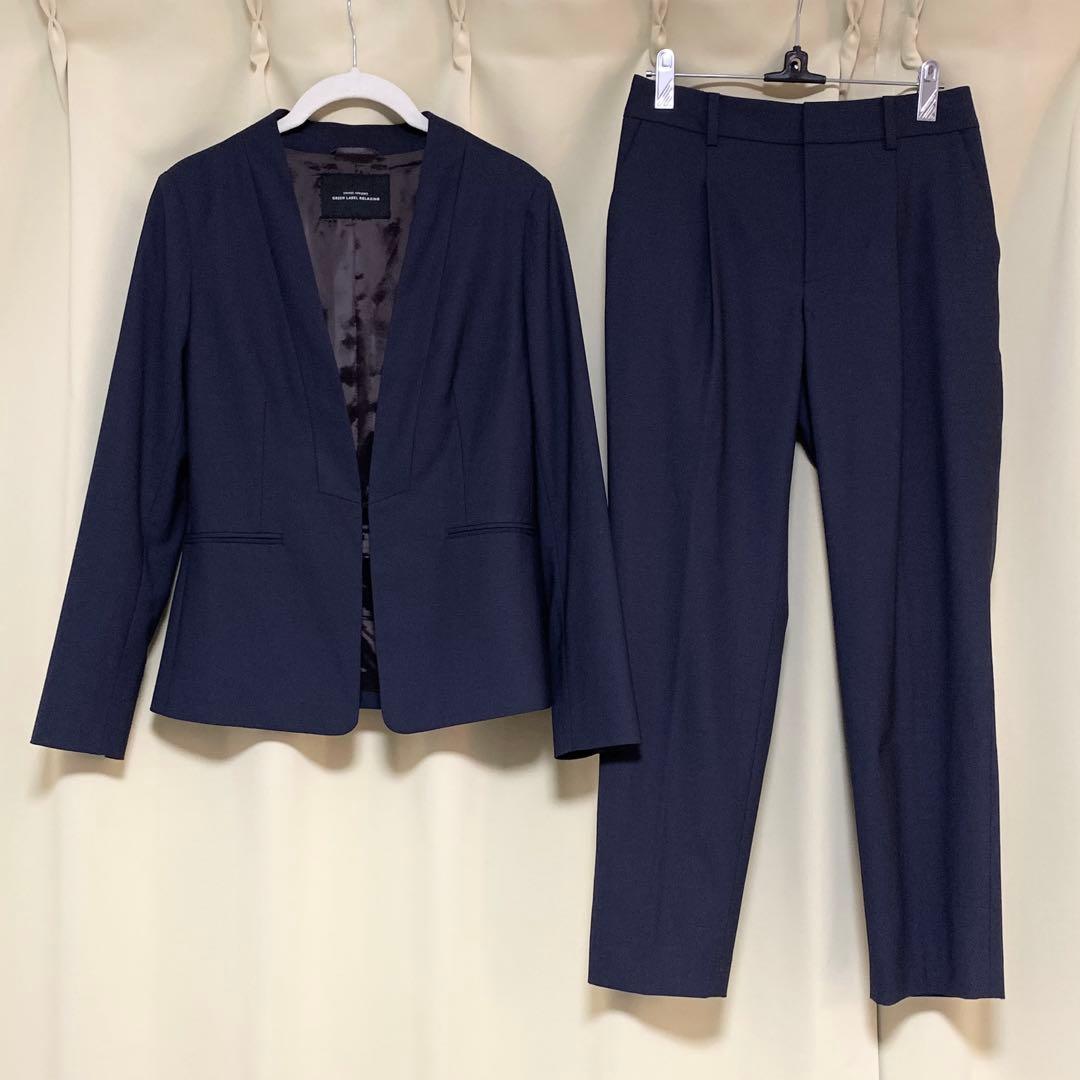 手洗い可能 カチリラ ノーラペル ジャケット テーパードパンツ セットアップ