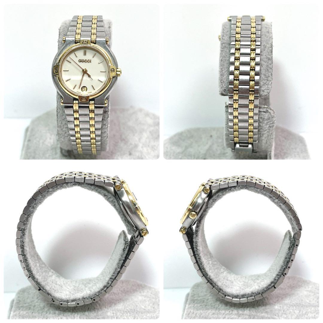 超美品 GUCCI グッチ 9000L 腕時計 シルバー ゴールド 新品電池