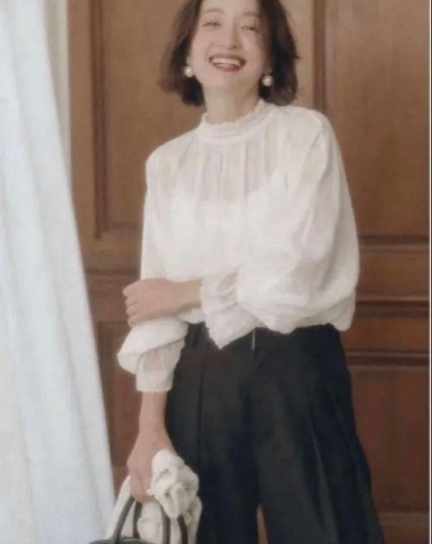 新品未使用　タグ付　PUAL CE CIN 襟袖レースプチハイネックブラウス