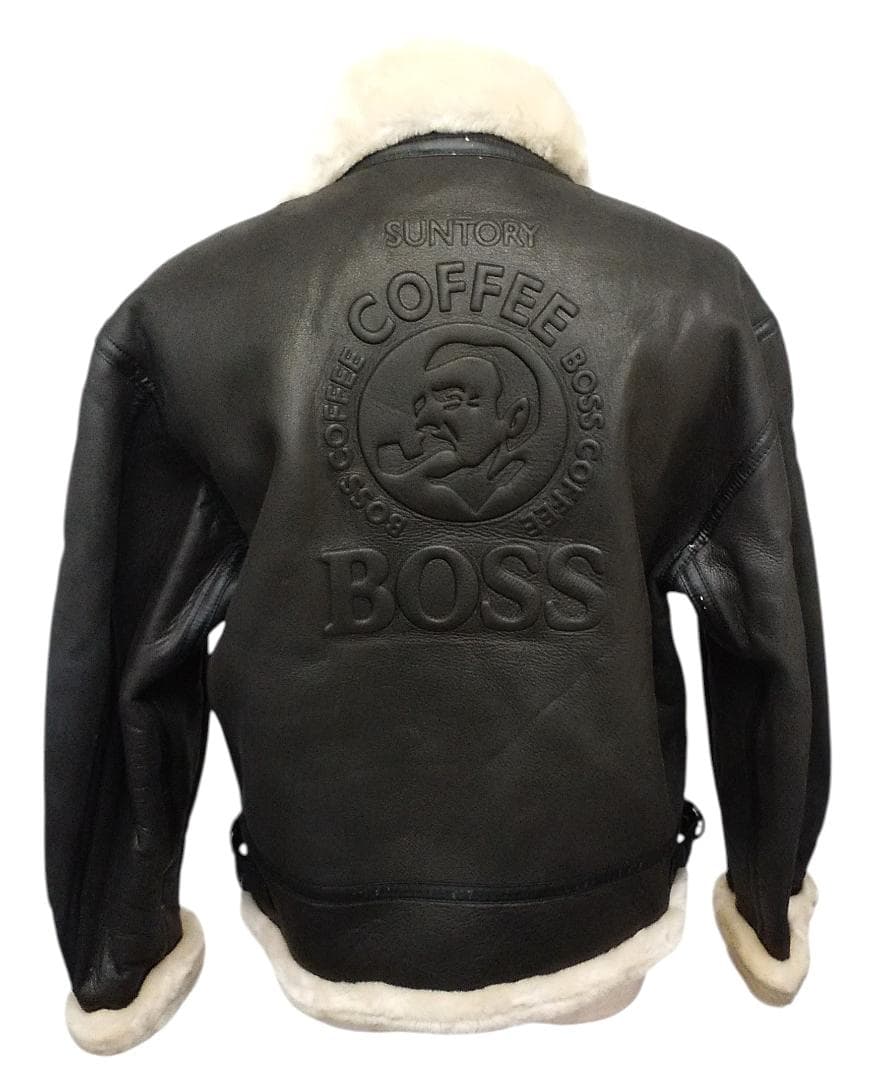 BOSS　コーヒー 　2000年　限定　本革　レザー 　ムートン　ジャケット