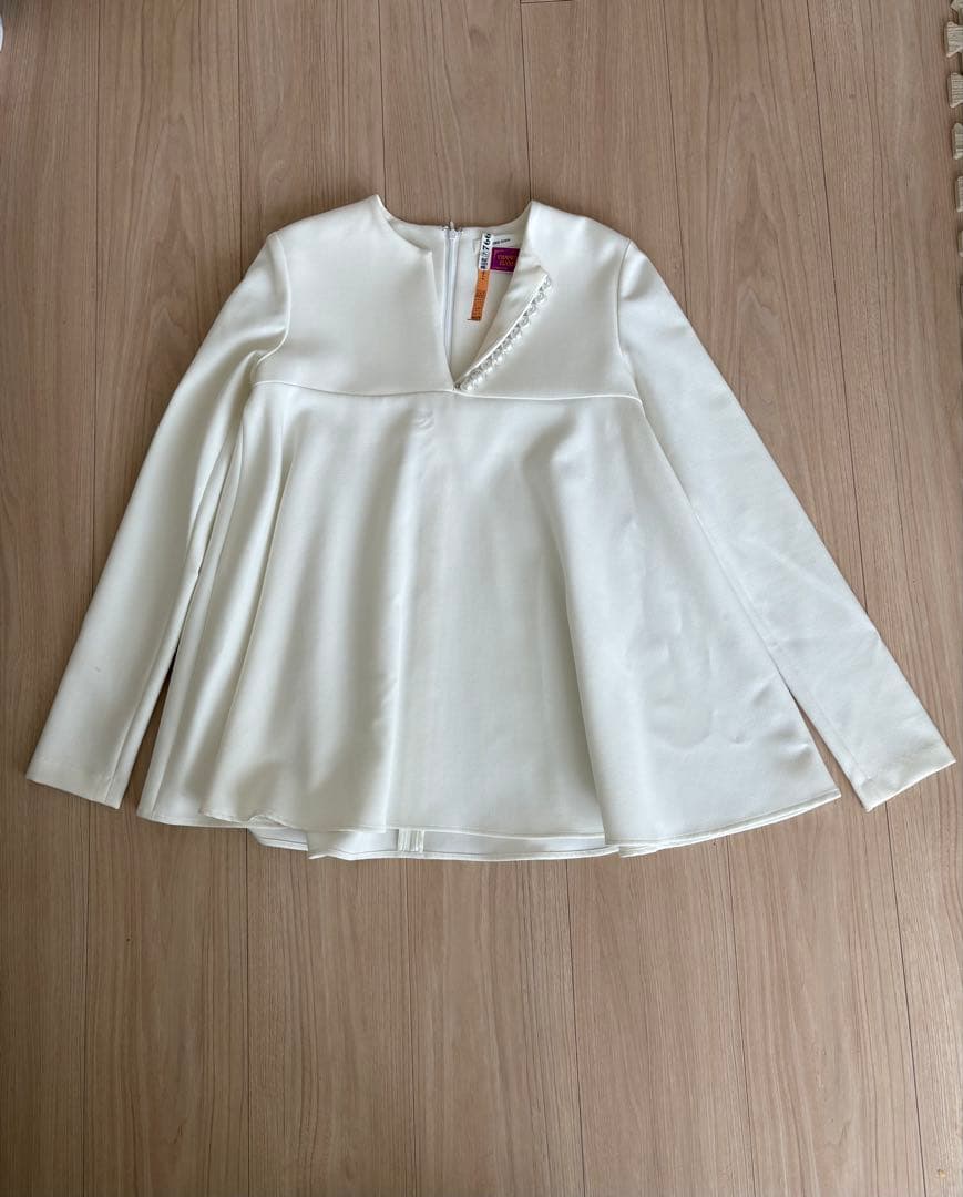 ヨーコチャン　パール　ブラウス　トップス　ホワイト　36