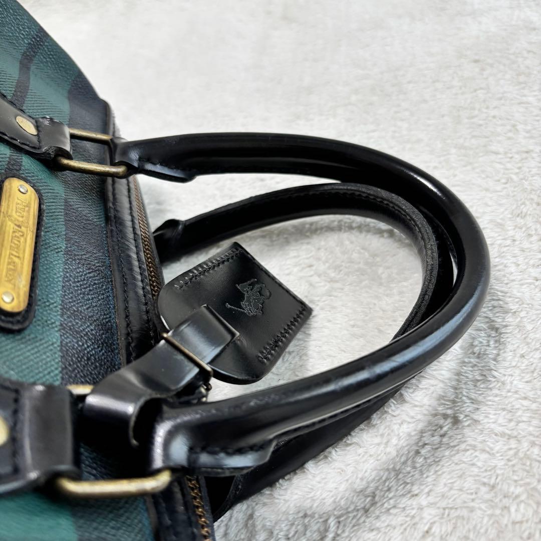 ✨️美品 ポロラルフローレン ブラックウォッチ ミニボストンバッグ PVCレザー