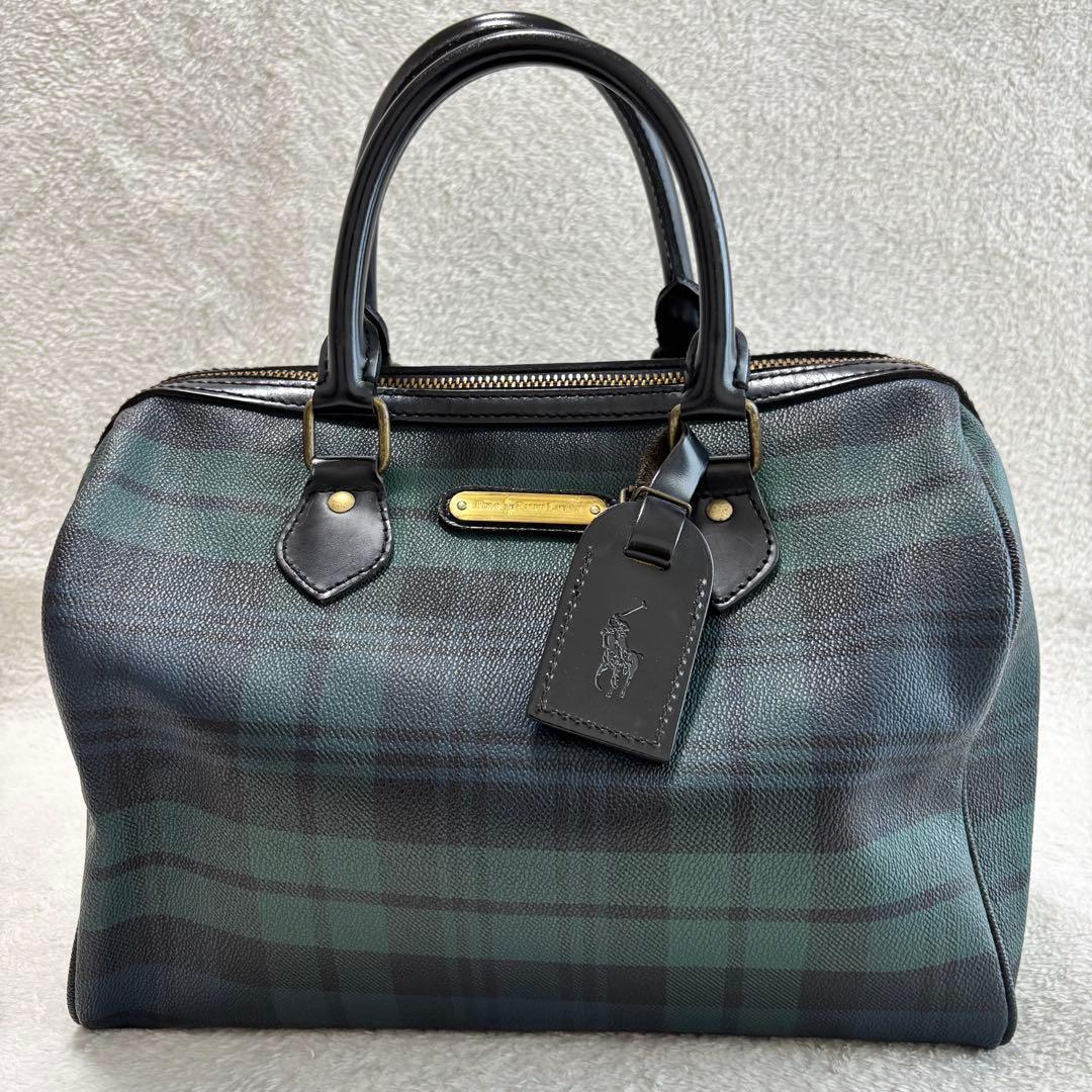 ✨️美品 ポロラルフローレン ブラックウォッチ ミニボストンバッグ PVCレザー